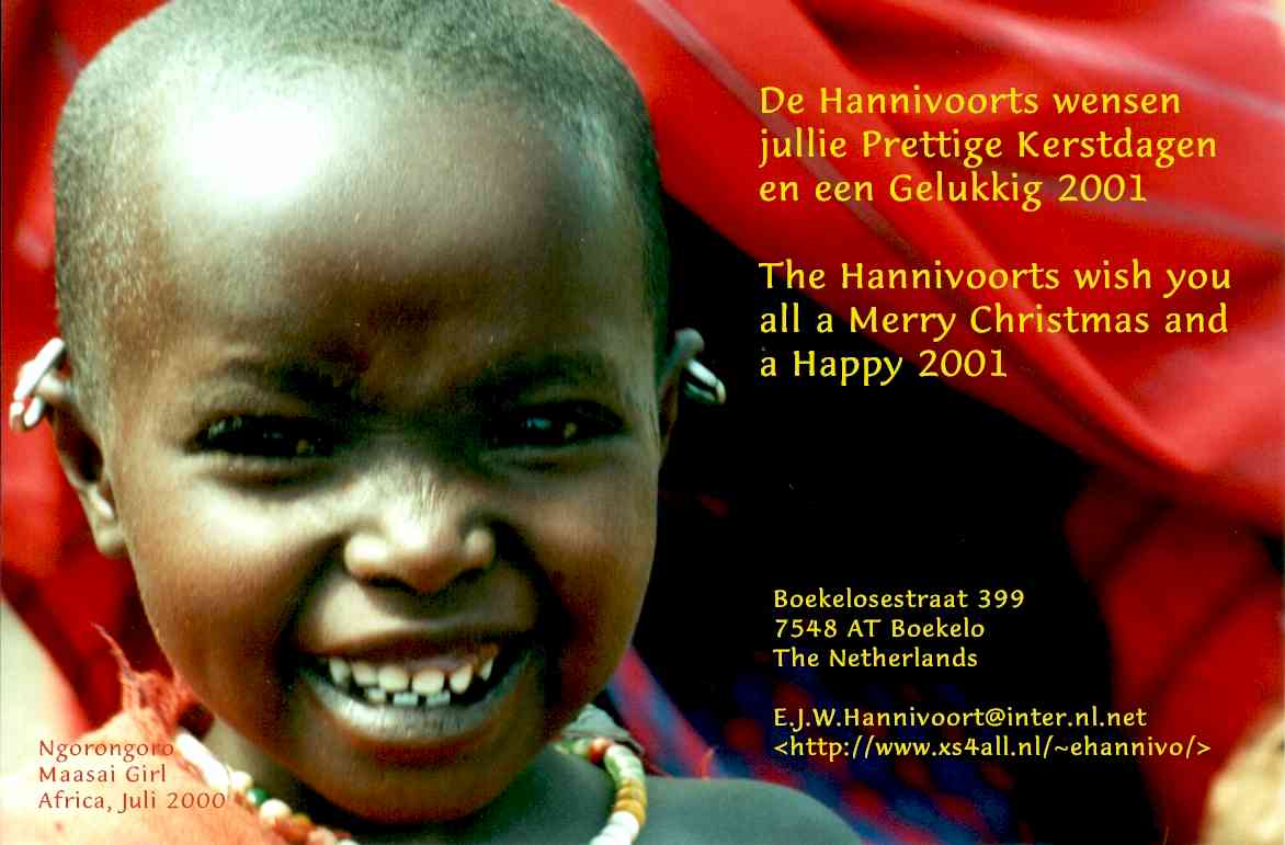 Onze beste wensen voor Kerst en 2001  Click voor Safari2000